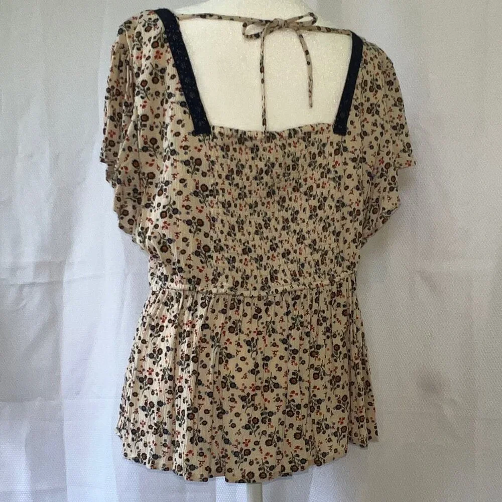 Maurices Multi-Floral Smocked Peplum Top - Picture 6 of 16